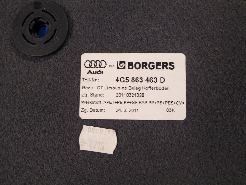 Trunk mat for Audi A6 (C7) 11-18 2011