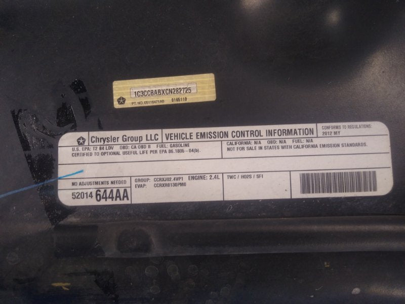 Chrysler 200 Hood 10-14 2012