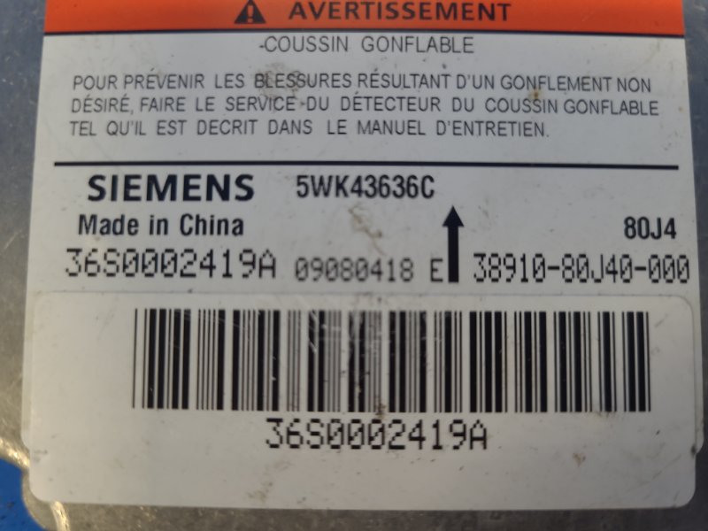 Airbag control unit for Suzuki SX4 06-13 2008