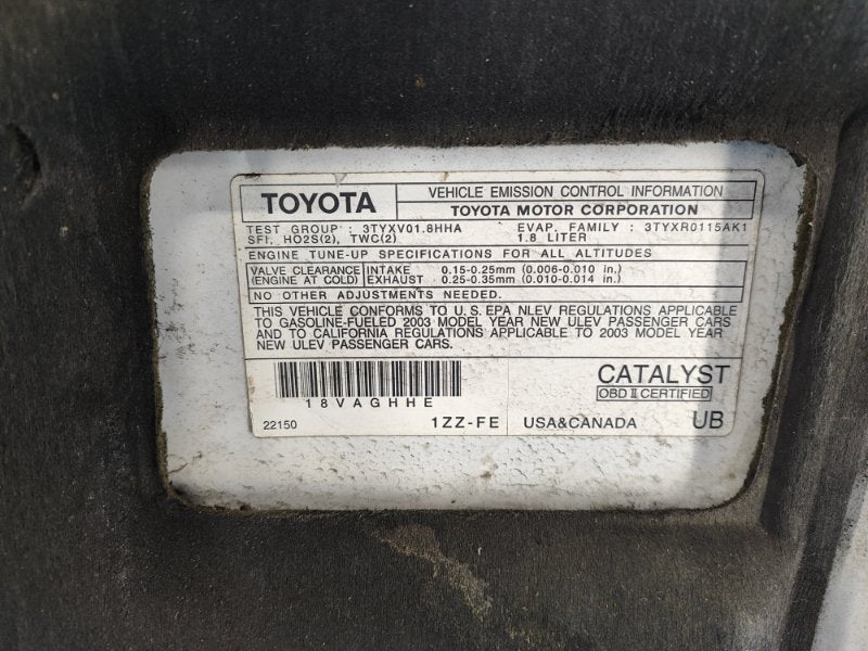 Hood Toyota Corolla 120 00-07